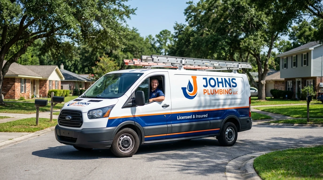 Johns Plumbing LLC service van in Hughes, AR